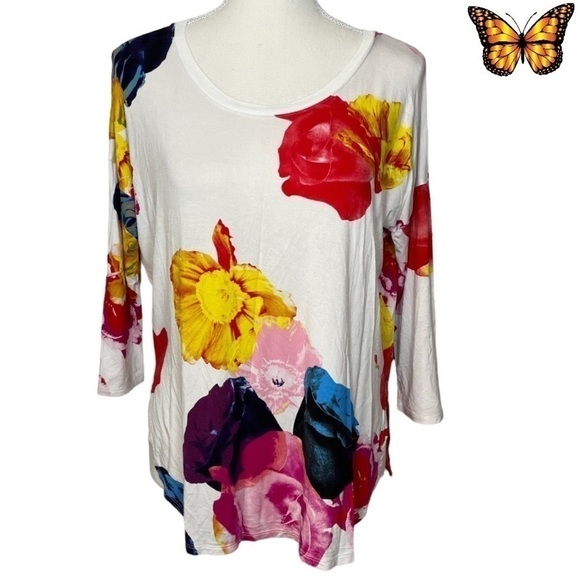 ARITZIA Babaton Bright and Bold Floral Half Sleeve Top Size Extra Small - Picture 1 of 12